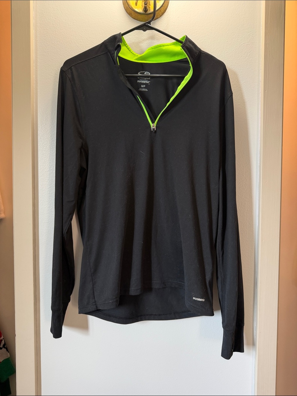 Champion Black Quarter-Zip Pullover with Neon Green Trim